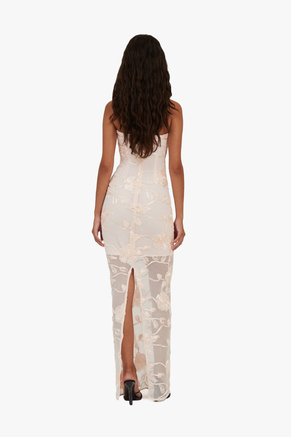 Floral Mesh Tube Dress