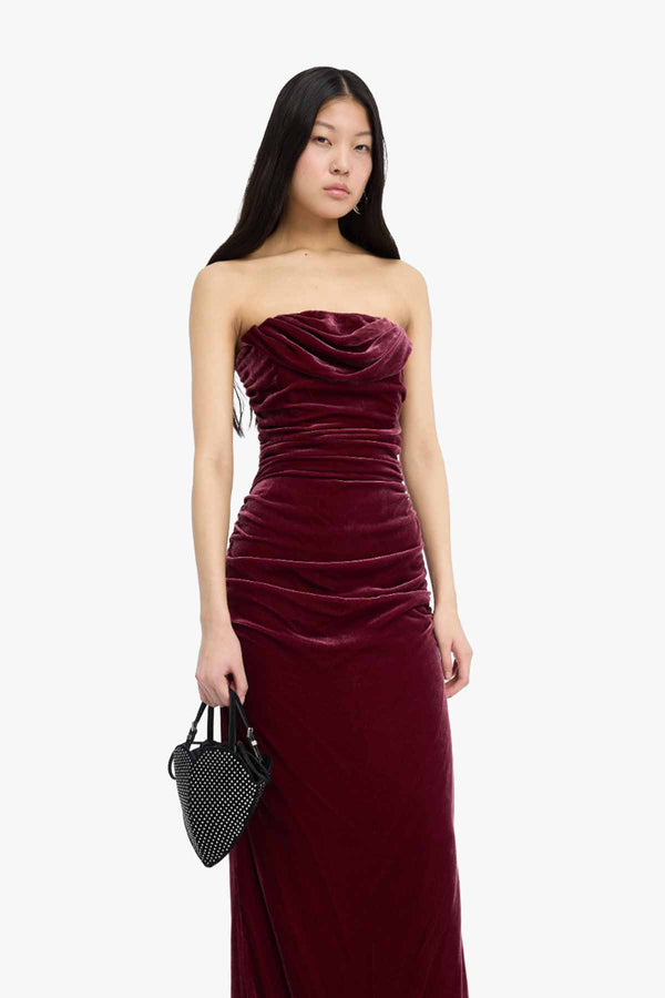 Silk Velvet Ruched Dress