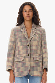 Check Wool Mix Boxy Blazer