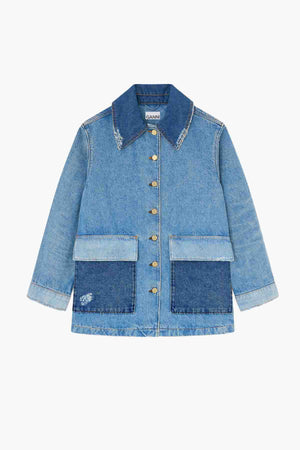 Patchwork Denim Mid Jacket