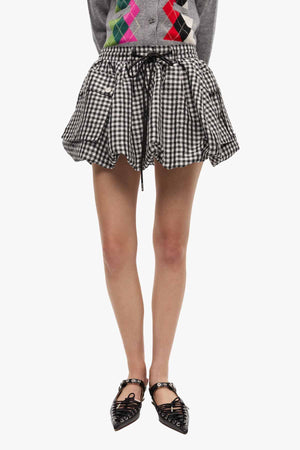 Crinkled Taffeta Check Mini Bubble Skirt