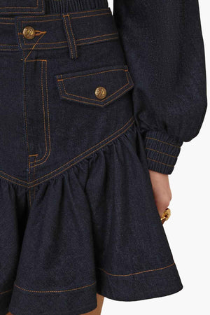 Denim Frill Mini Skirt