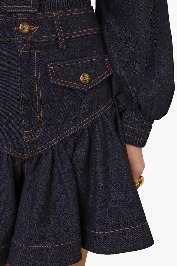 Denim Frill Mini Skirt