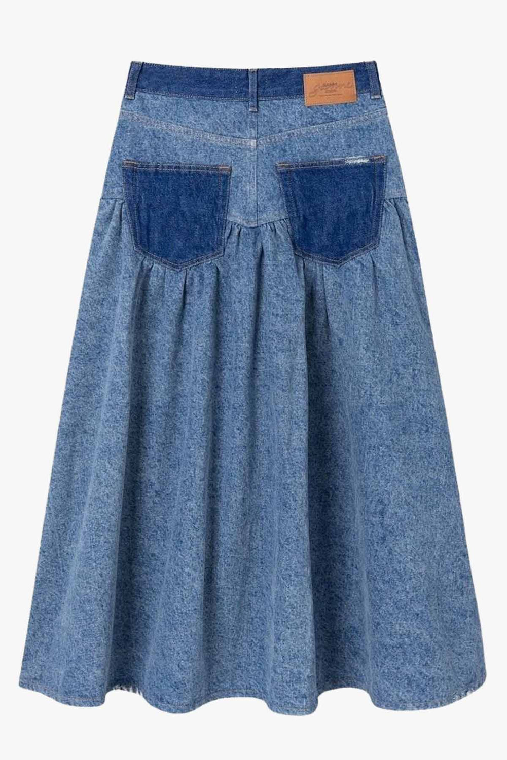 Patchwork Denim Long Skirt