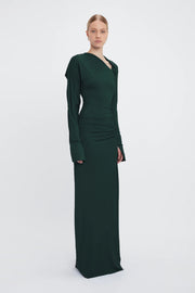 Long Sleeve Slash-neck Jersey Gown