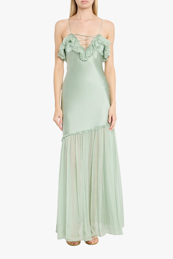 Elaria Cami Silk Gown With Lace Up