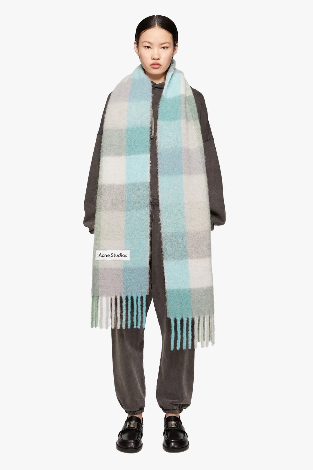 Masu's Plaid Hood Scarf Gray (Scarf) Mail Order | Palette