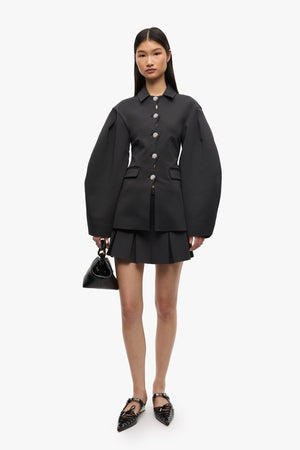 Scuba Neoprene Pleated Mini Skirt