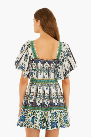 Manoela Off-White Short Sleeves Belt Mini Dress
