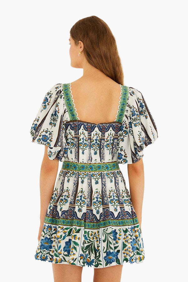 Manoela Off-White Short Sleeves Belt Mini Dress