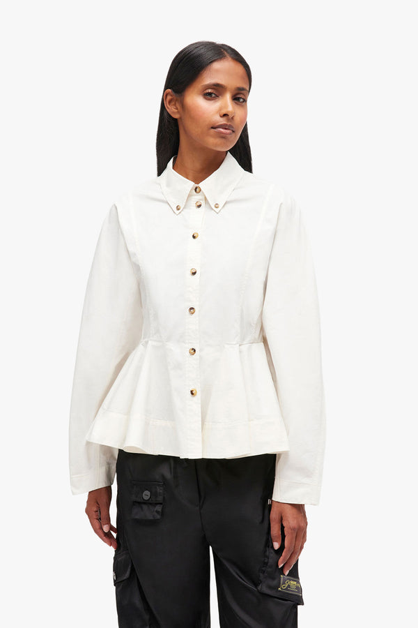Stretch Cotton Peplum Shirt