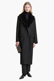 Shearling-Collar Coat