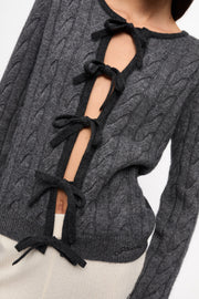 Cashmere Mix Tie String Cardigan