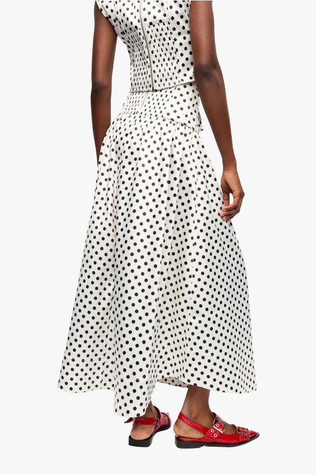 Printed Double Satin Long Pocket Skirt