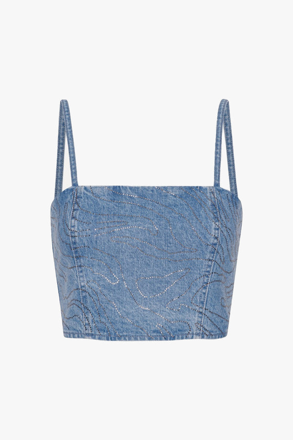 Rhinestone Denim Top
