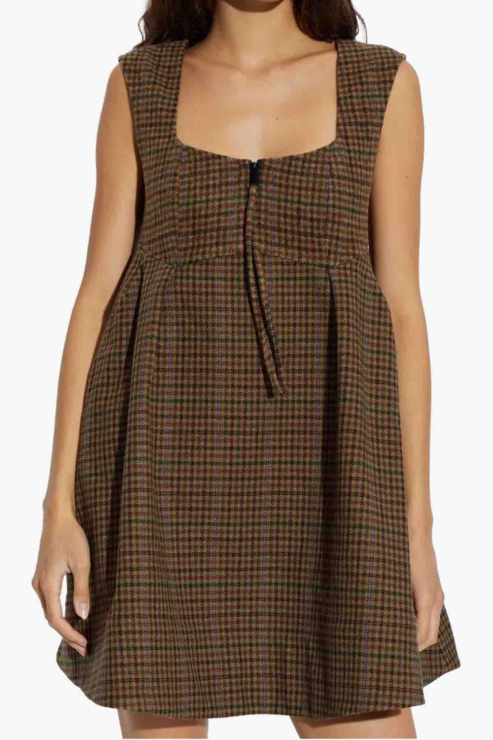Heavy Check Twill Corset Mini Dress