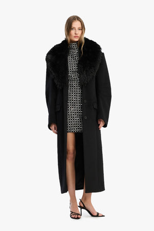 Faux Fur Collar Long Coat