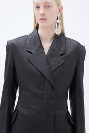 Fitted Leather Blazer