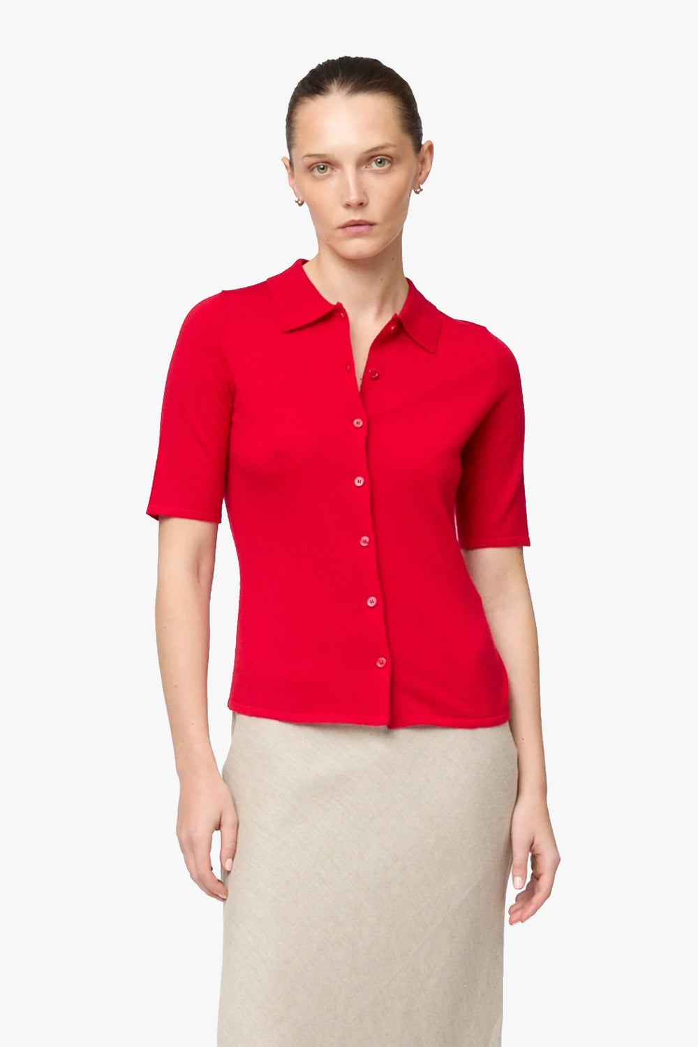 Button Down Knit Tee