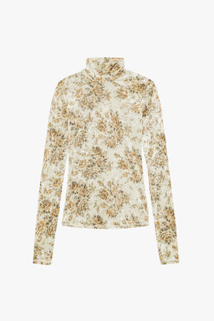 Printed Velour Jersey Turtleneck
