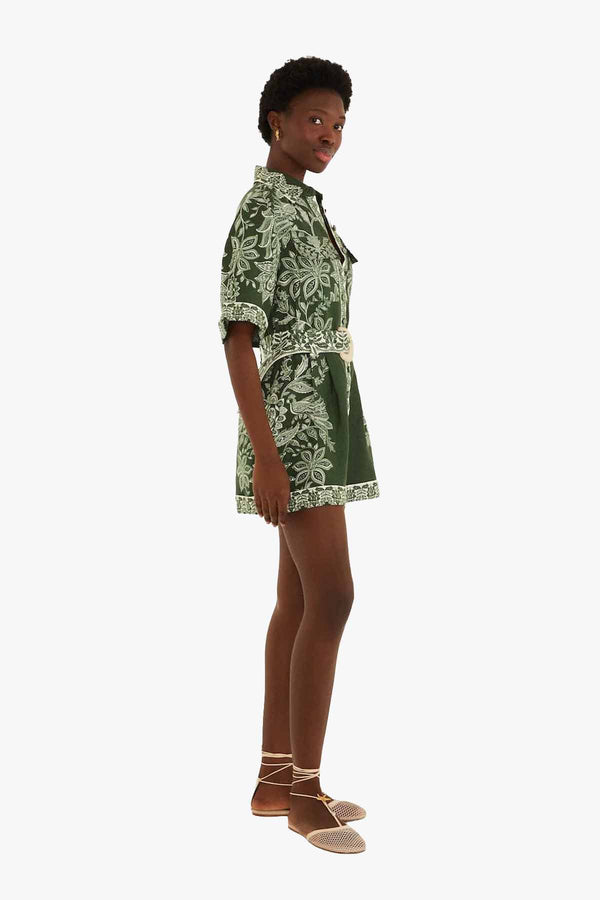 Miranda Dark Green Short Sleeve Romper