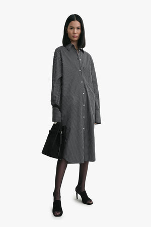 Striped Kimono-Sleeve Shirtdress