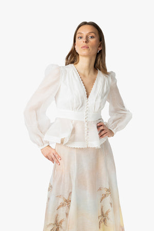 Dawning V-Neck Beaded Blouse