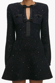 Black Sequin Knit Mini Dress