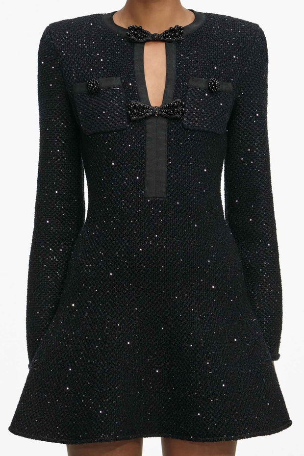 Black Sequin Knit Mini Dress