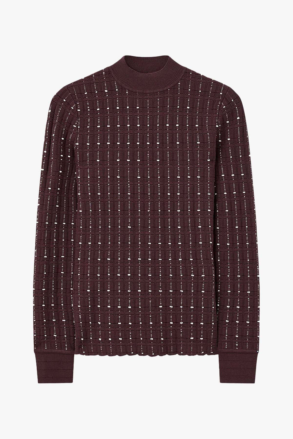 Mock Neck Long Sleeve Fragmented Stripes
