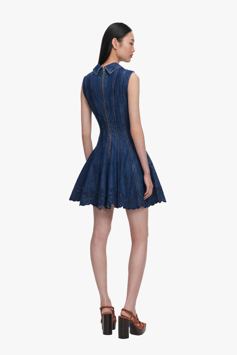 Denim Broderie Mini Dress