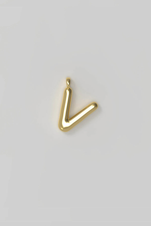 Letter charm Small V - Gold plated
