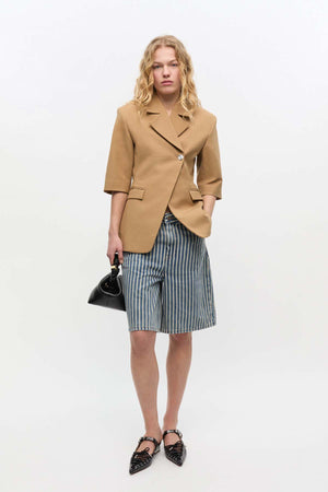 Heavy Cotton Tailoring 3/4 Sleeve Blazer