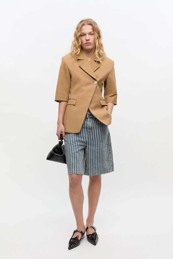 Heavy Cotton Tailoring 3/4 Sleeve Blazer