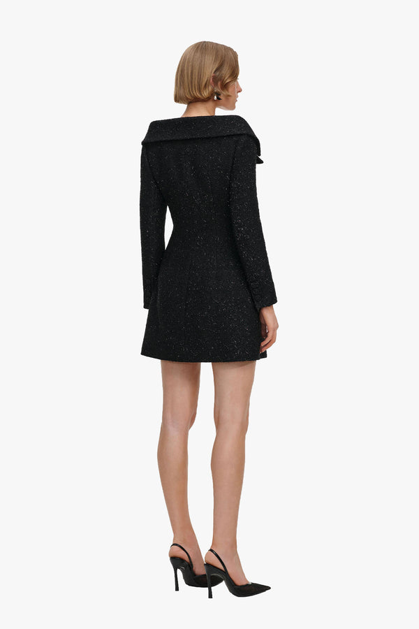 Black Metallic Boucle Mini Dress