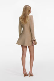 Gold Crystal Trim Knit Mini Dress