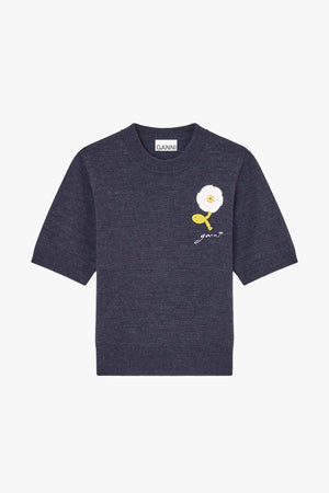 Crochet Applique merino tee