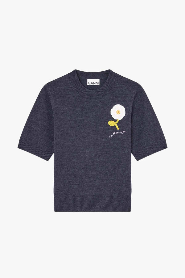 Crochet Applique merino tee