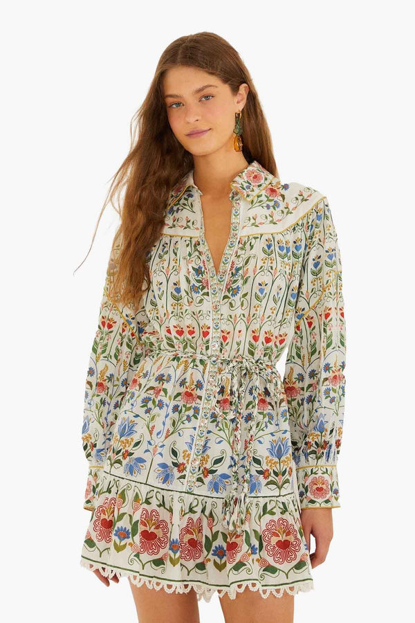 Stitched Garden Off-White Mini Dress