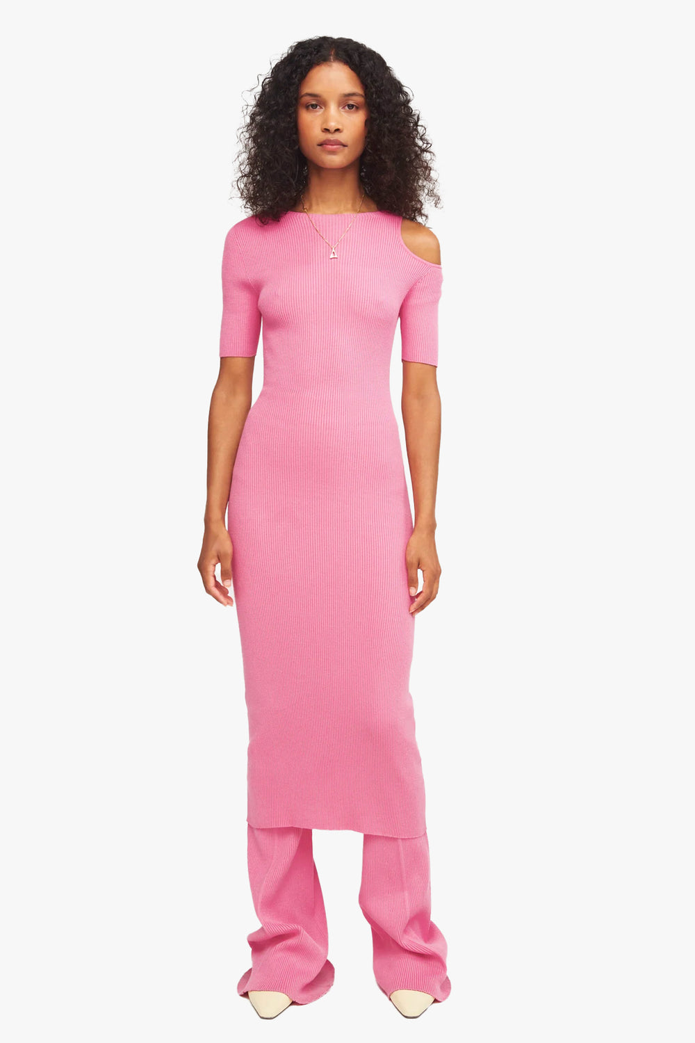 ZERO203 Ribbed Cut-Out Midi Dress