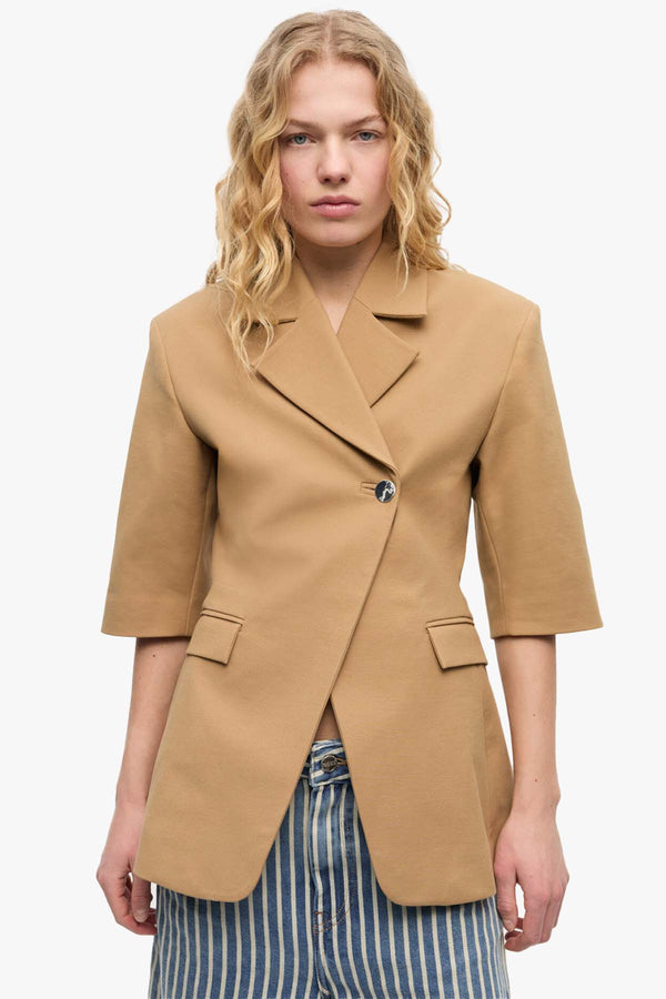 Heavy Cotton Tailoring 3/4 Sleeve Blazer