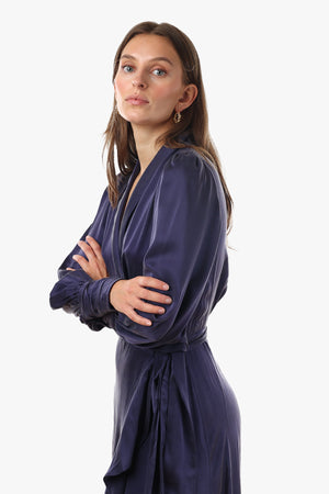 Silk Wrap Midi Dress