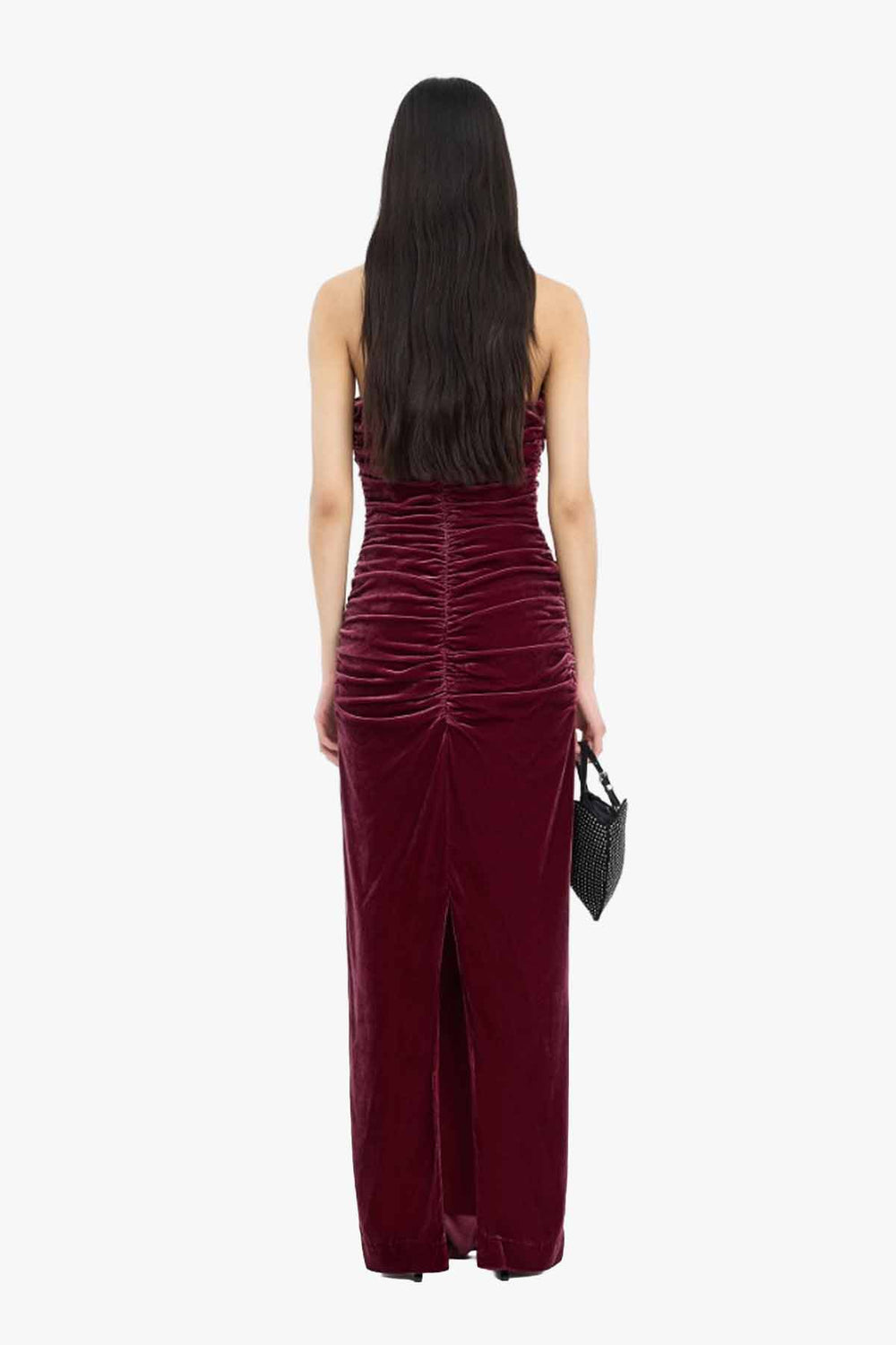 Silk Velvet Ruched Dress