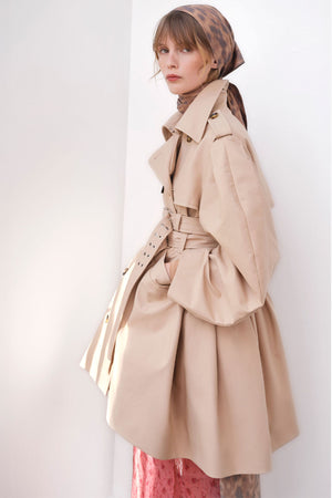 Double Cotton Peplum Trench