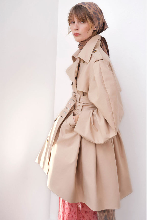 Double Cotton Peplum Trench