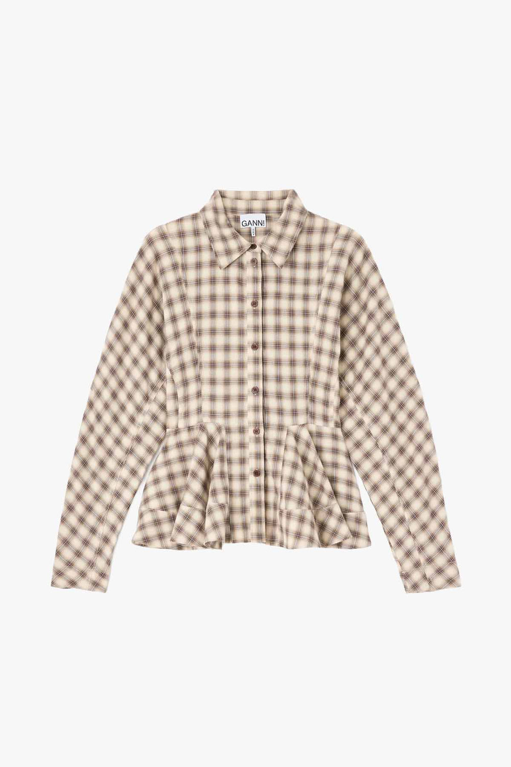 Light Check Flannel Peplum Shirt
