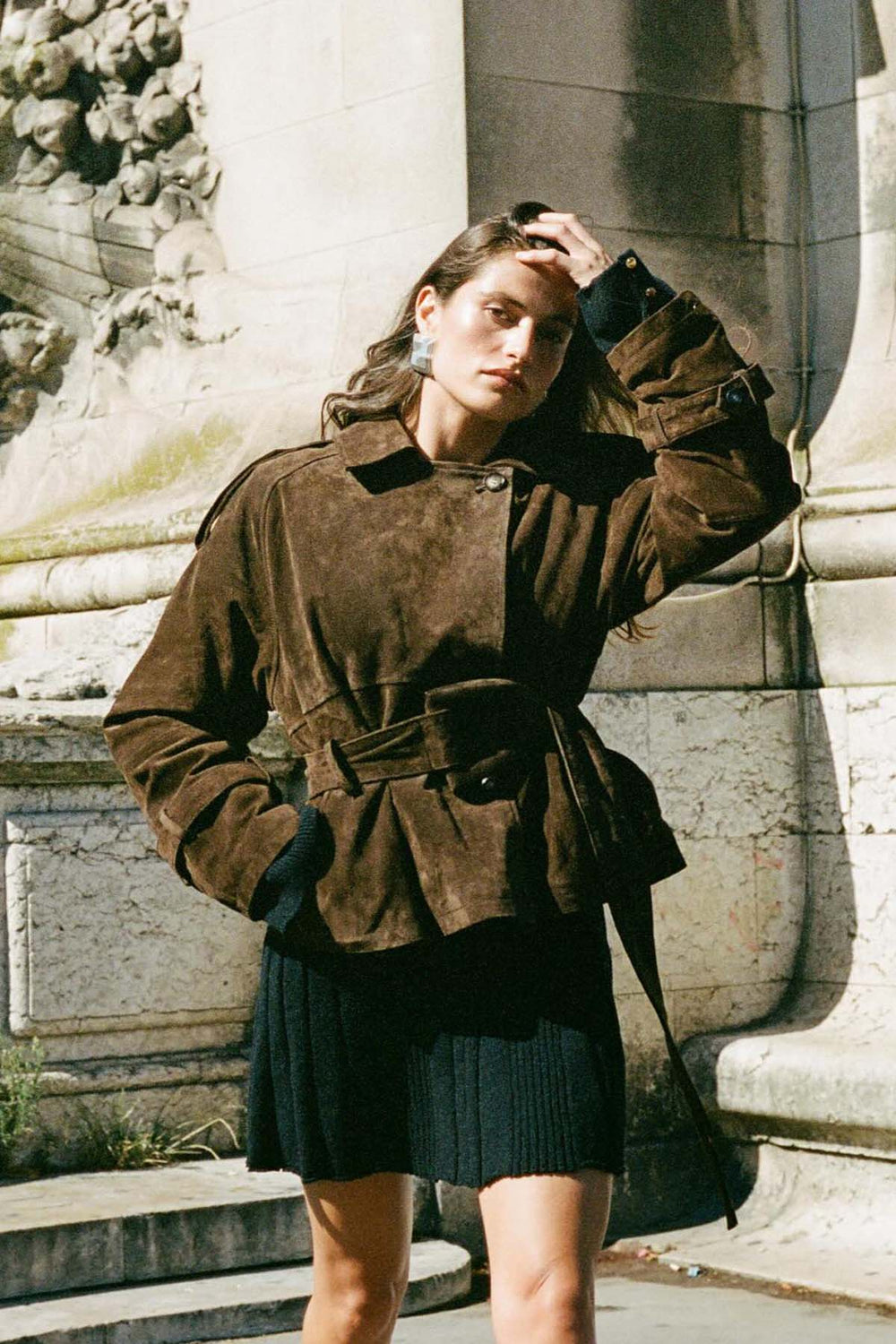 York cropped trench coat