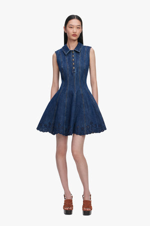 Denim Broderie Mini Dress