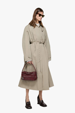 Leather Collar Trench Coat