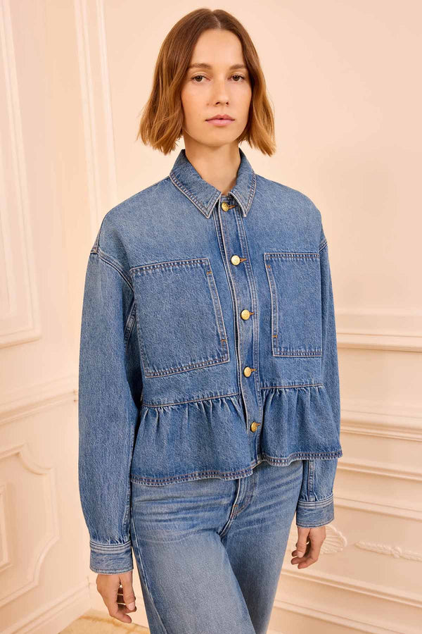 The Arquette Denim Peplum Jacket